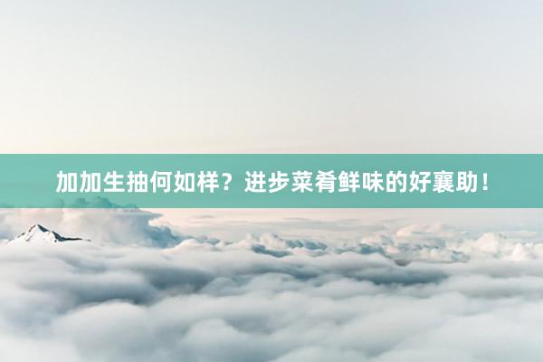 加加生抽何如样？进步菜肴鲜味的好襄助！